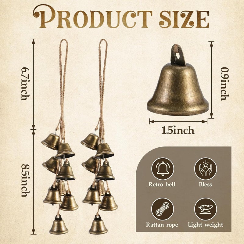 Ausicfen 2 Pack Witch Bells Protection for Door Knob Outdoor Bells Hanging Wind Chimes Witchy Things Clear Negative Energy Witch Bells Set Wiccan Bell Witchy Gifts(Classic) - Image 1